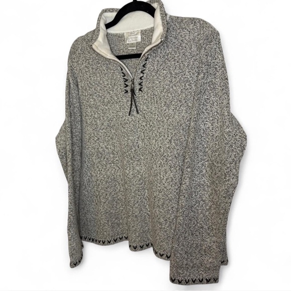 Christopher & Banks XL Grey Knit Quarter Zip Pullover Sweater Hand Embroidered - Picture 2 of 7
